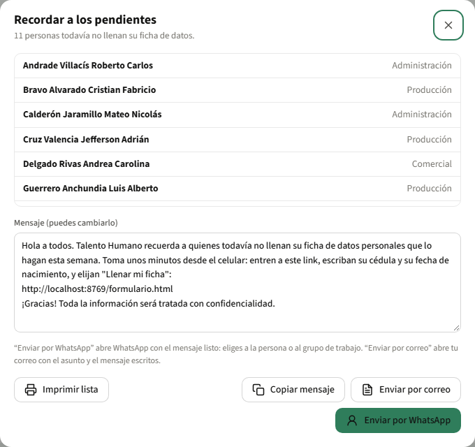 Recordatorio para quienes no llenan la ficha